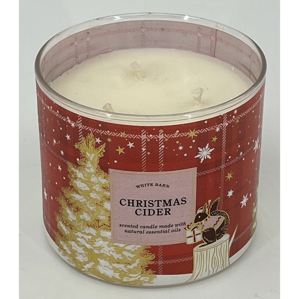 Bath and Body Works White Barn 3 Wick Candle Christmas Cider No Lid - Picture 1 of 5